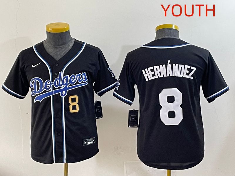 Youth 2025 Los Angeles Dodgers #8 Hernandez Black Three generations Fashion Nike MLB Jersey style 5->youth mlb jersey->Youth Jersey